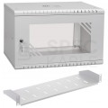 OUTLET Szafa wisząca RACK 19" 6U 350mm drzwi szklane szara z półką PRO LIGHT