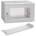 OUTLET Szafa wisząca RACK 19" 6U 350mm drzwi szklane szara z półką PRO LIGHT