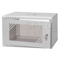 OUTLET Szafa wisząca RACK 19" 6U 350mm drzwi szklane szara z półką PRO LIGHT