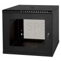OUTLET Szafa wisząca RACK 19" 9U 450mm drzwi szklane czarna PRO