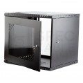 OUTLET Szafa wisząca RACK 19" 9U 450mm drzwi szklane czarna PRO