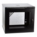 OUTLET Szafa wisząca RACK 19" 9U 450mm drzwi szklane czarna PRO