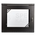 OUTLET Szafa wisząca RACK 19" 9U 450mm drzwi szklane czarna PRO