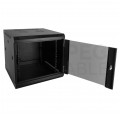 OUTLET Szafa wisząca RACK 19" 9U 600mm drzwi szklane czarna GTS zdejmowane boki Seria AD
