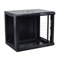 OUTLET Szafa wisząca RACK 19" 9U 600mm drzwi szklane czarna NEKU TS BOX