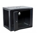 OUTLET Szafa wisząca RACK 19" 9U 600mm drzwi szklane czarna NEKU TS BOX