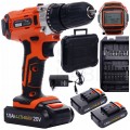OUTLET Wiertarko-wkrętarka akumulatorowa z LCD 1,5Ah Li-Lon 20V w walizce Kraft&Dele