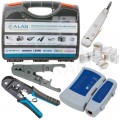 OUTLET Zestaw narzędzi sieciowych Tester LAN Zaciskara RJ45 Komplet 6 elementów w walizce