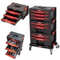 OUTLET Zestaw skrzynek modułowych 4w1 na platformie transportowej Pro Drawer Workshop Set Qbrick System