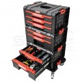 OUTLET Zestaw skrzynek modułowych 4w1 na platformie transportowej Pro Drawer Workshop Set Qbrick System