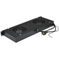 Panel 2x wentylator RACK 19" 1U czarny NEKU z termostatem