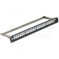 Patch panel pusty RACK 19" 1U na 24 moduły keystone STP czarny