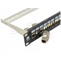 Patch panel pusty RACK 19" 1U na 24 moduły keystone STP czarny NEKU