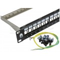 Patch panel pusty RACK 19" 1U na 24 moduły keystone STP czarny NEKU