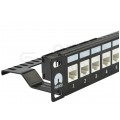 Patch panel pusty RACK 19" 1U na 24 moduły keystone UTP czarny NEKU