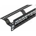 Patch panel pusty RACK 19" 1U na 24 moduły keystone UTP czarny NEKU