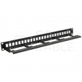 Patch panel pusty RACK 19" 1U na 24 moduły keystone UTP z półką czarny NEKU