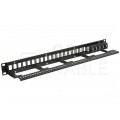 Patch panel pusty RACK 19" 1U na 24 moduły keystone UTP z półką czarny NEKU