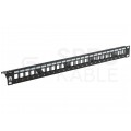 Patch panel pusty RACK 19" 1U na 24 moduły keystone UTP z półką czarny NEKU
