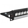 Patch panel pusty RACK 19" 1U na 24 moduły keystone z półką czarny DataGate Molex