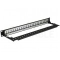 Patch panel pusty RACK 19" 1U na 24 moduły keystone z półką czarny DataGate Molex