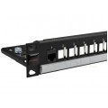 Patch panel pusty RACK 19" 1U na 24 moduły keystone z półką czarny Molex