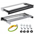 Patch panel pusty wysuwany RACK 19" 1U na 24 moduły keystone kat.5e, 6, 6a UTP czarny