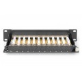 Patch panel RACK 10" kat.6 12p FTP z półką 1U czarny