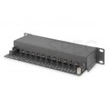 Patch panel RACK 10" kat.6 12p FTP z półką 1U czarny