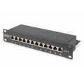 Patch panel RACK 10" kat.6 12p FTP z półką 1U czarny DIGITUS
