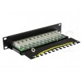 Patch panel RACK 10" kat.6 12p FTP z półką 1U czarny NEKU