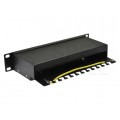 Patch panel RACK 10" kat.6 12p FTP z półką 1U czarny NEKU