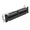 Patch panel RACK 10" kat.6 12p UTP naścienny 1U czarny