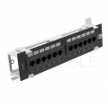 Patch panel RACK 10" kat.6 12p UTP naścienny 1U czarny NEKU