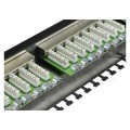 Patch panel RACK 19" kat.5e 24p FTP z półką 1U czarny NEKU