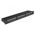 Patch panel RACK 19" kat.5e 24p FTP z półką 1U czarny NEKU