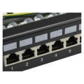 Patch panel RACK 19" kat.5e 24p FTP z półką 1U czarny NEKU