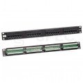 Patch panel RACK 19" kat.5e 24p UTP 1U czarny