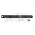 Patch panel RACK 19" kat.5e 24p UTP 1U czarny