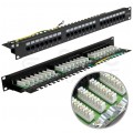 Patch panel RACK 19" kat.5e 24p UTP z półką 1U czarny BLANK