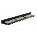 Patch panel RACK 19" kat.5e 24p UTP z półką 1U czarny BLANK