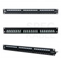 Patch panel RACK 19" kat.5e 24p UTP z półką 1U czarny NEKU