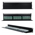 Patch panel RACK 19" kat.5e 24p UTP z półką 1U czarny NEKU