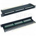 Patch panel RACK 19" kat.5e 24p UTP z półką i pokrywą 1U czarny ZPAS