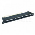 Patch panel RACK 19" kat.5e 24p UTP z półką i pokrywą 1U czarny ZPAS