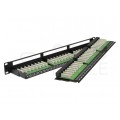 Patch panel RACK 19" kat.5e 48p UTP z półką 1U czarny NEKU