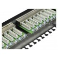 Patch panel RACK 19" kat.6 24p FTP z półką 1U czarny BLANK