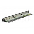 Patch panel RACK 19" kat.6 24p FTP z półką 1U czarny BLANK