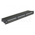 Patch panel RACK 19" kat.6 24p FTP z półką 1U czarny NEKU