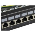 Patch panel RACK 19" kat.6 24p FTP z półką 1U czarny NEKU